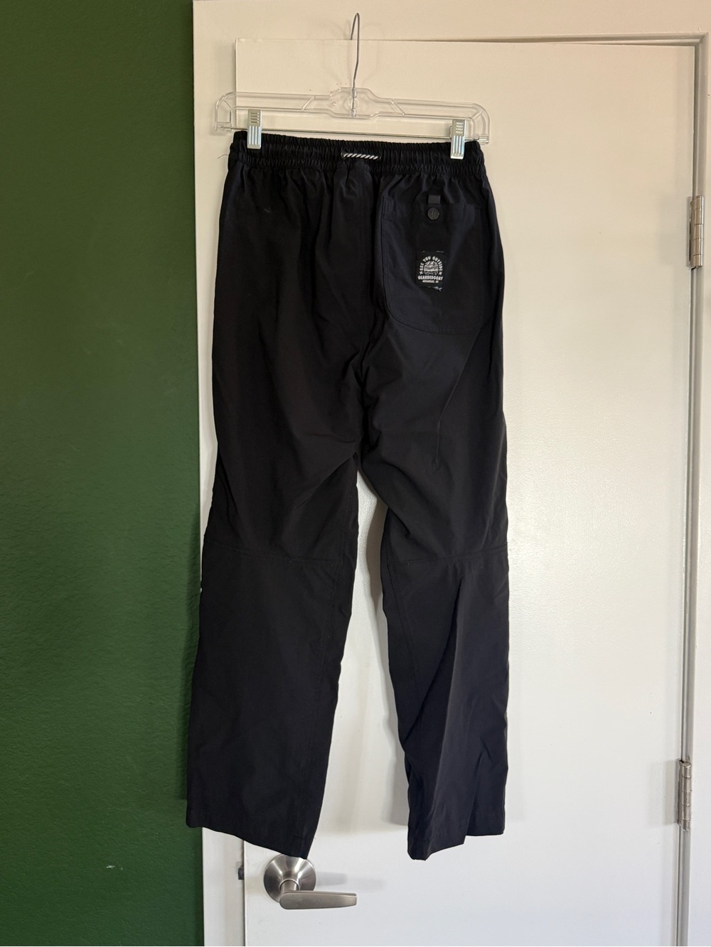 Black Women's Elastic Waist Track Pants with Drawstring - Picture 2 of 4